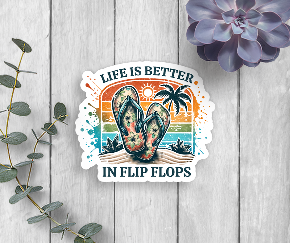 Beach Flip Flops Vinyl Sticker