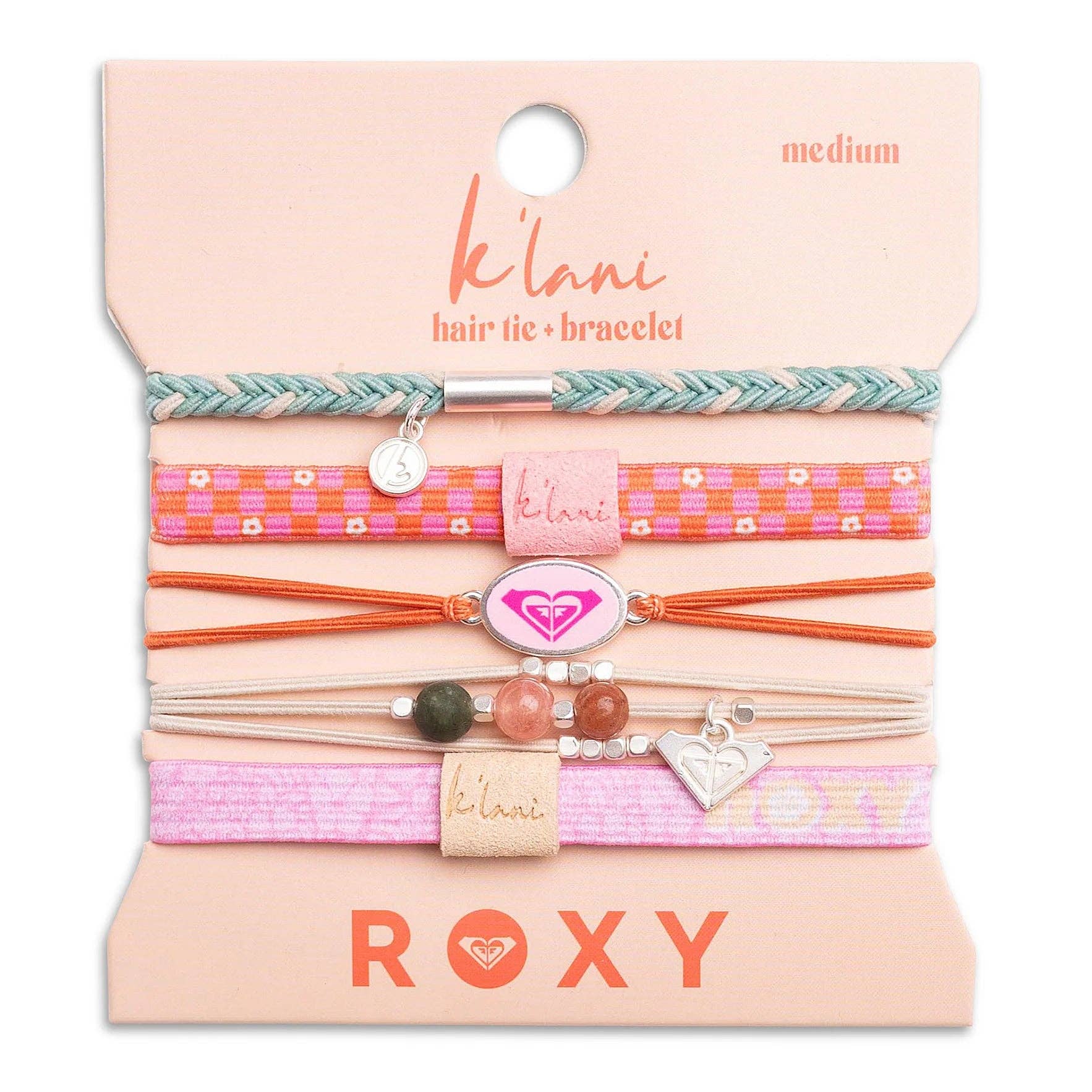 K'lani "Roxy Pink Tropics" Pink & Coral Island Vibe Hair Tie Bracelets