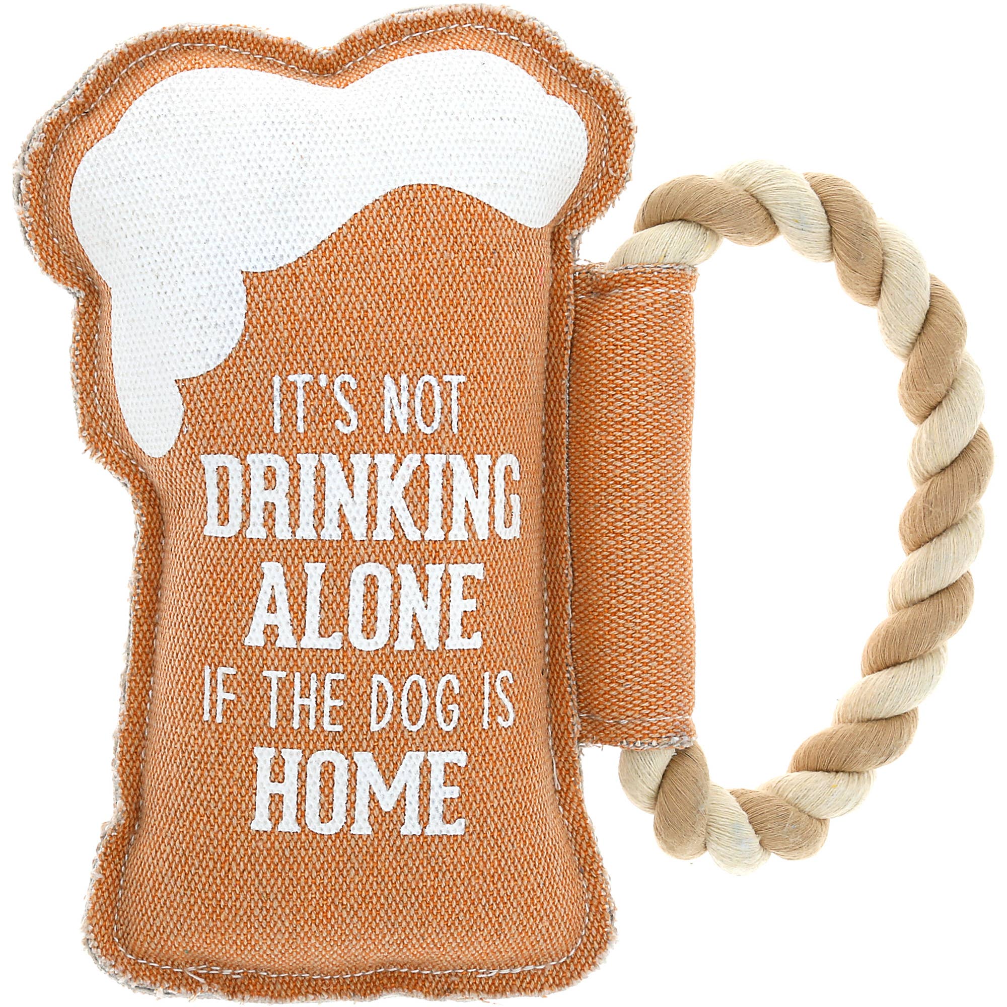 Dog Is Home Beer - 8" Canvas Dog Toy on Rope