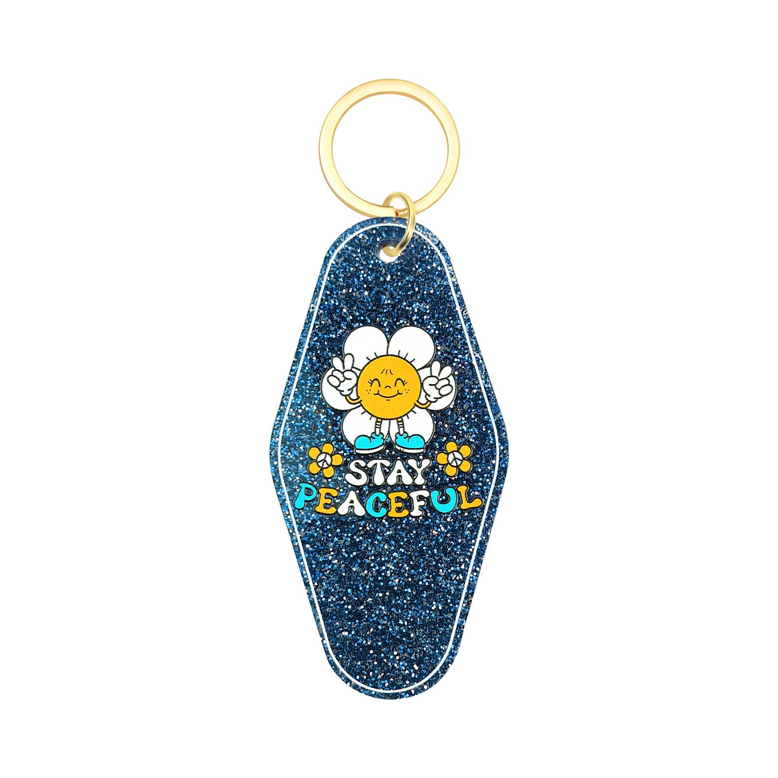 Stay Peaceful Motel Keychain Vintage Nostalgia Motivational
