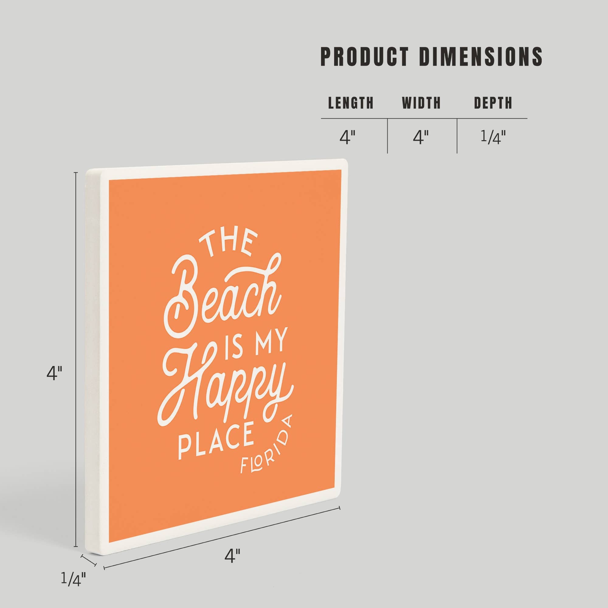 Ceramic Coaster Florida - The Beach is my Happy Place