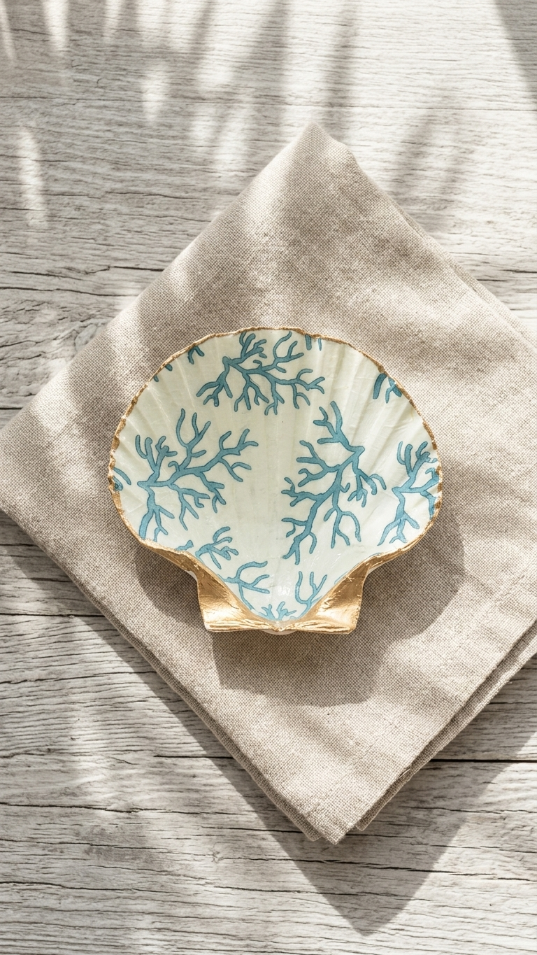Decoupage Scallop Shell | Coastal Handmade Treasure