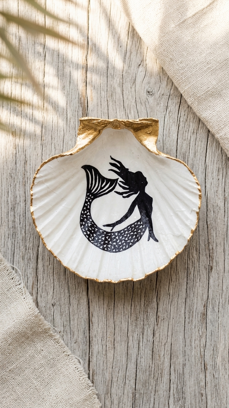 Decoupage Scallop Shell | Coastal Handmade Treasure