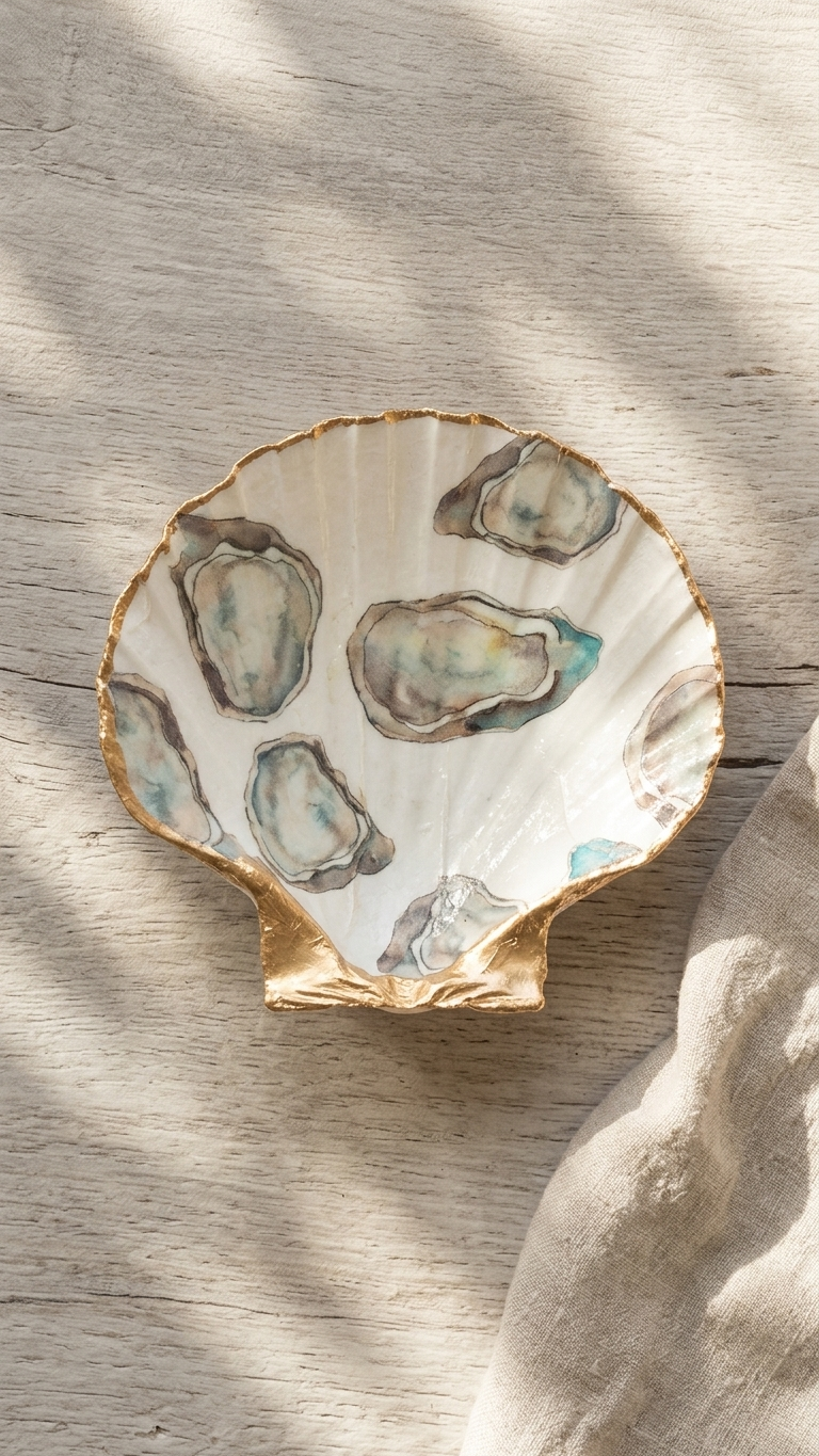 Decoupage Scallop Shell | Coastal Handmade Treasure