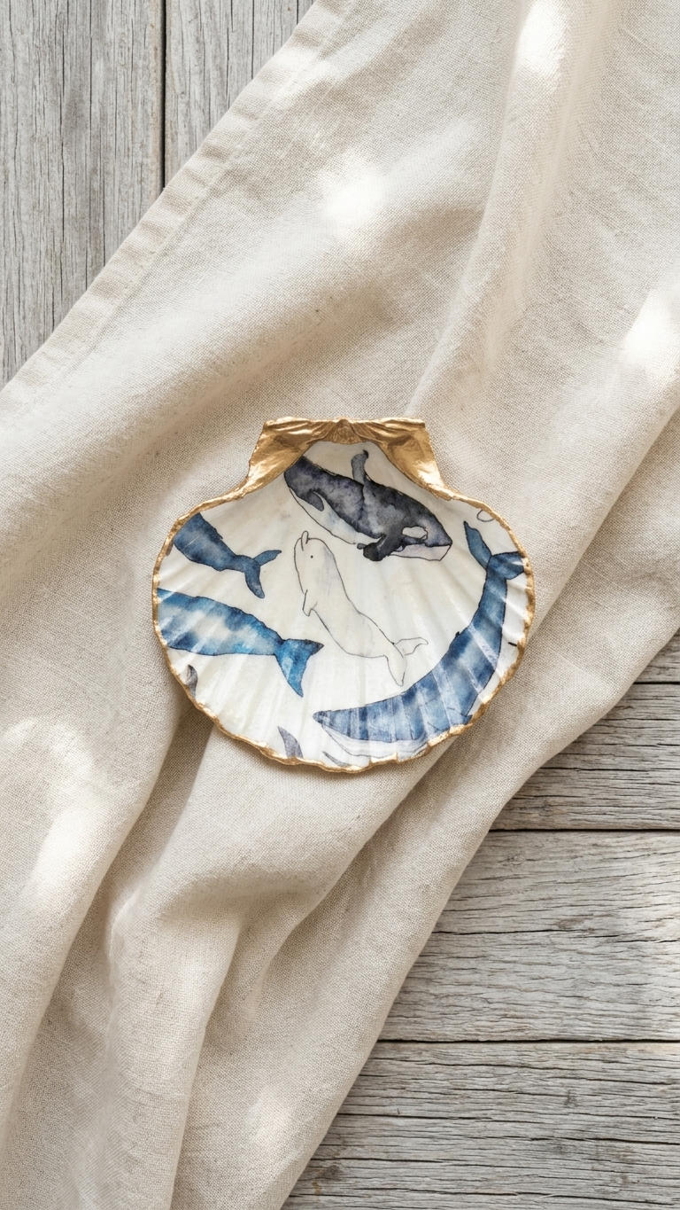 Decoupage Scallop Shell | Coastal Handmade Treasure