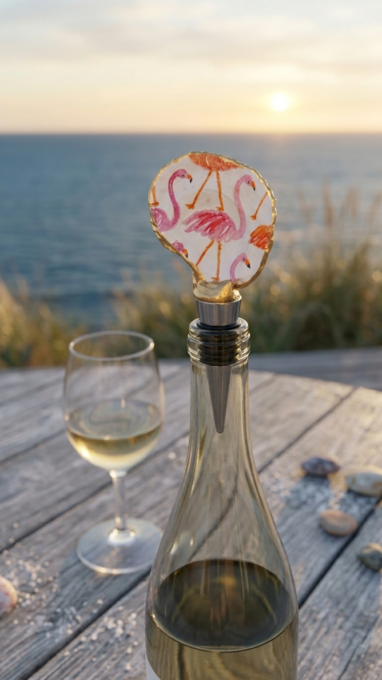Decoupage Oyster Shell Wine Bottle Stopper | Great Handmade Gift!